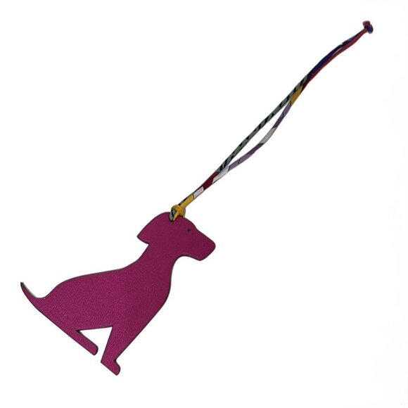Auth HERMES - Bordeaux Purple Multi Leather Silk None Bag Charm - Picture 1 of 4